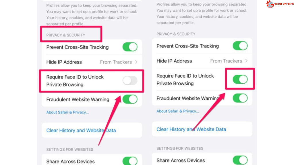 How can I use Face ID on an iPhone running iOS 17 to lock Safari Private Browsing?