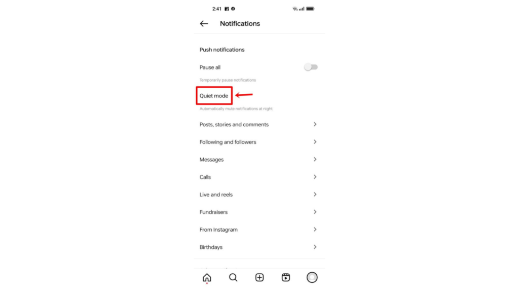 How to disable the Quiet mode on Instagram